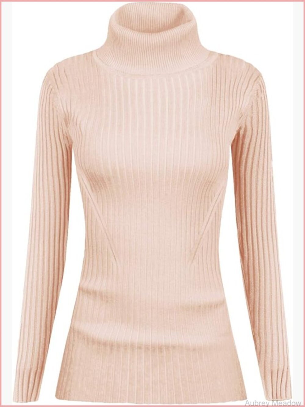 Turtleneck Ribbed Knit Sweater Slim Fit Long Sleeve Pullover
